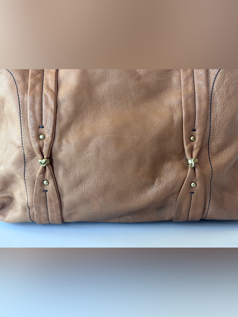 Vintage Y2K JUICY COUTURE Brown Tan Leather Hobo Tote Shoulder Bag Gold Logo Dog - Picture 3 of 16